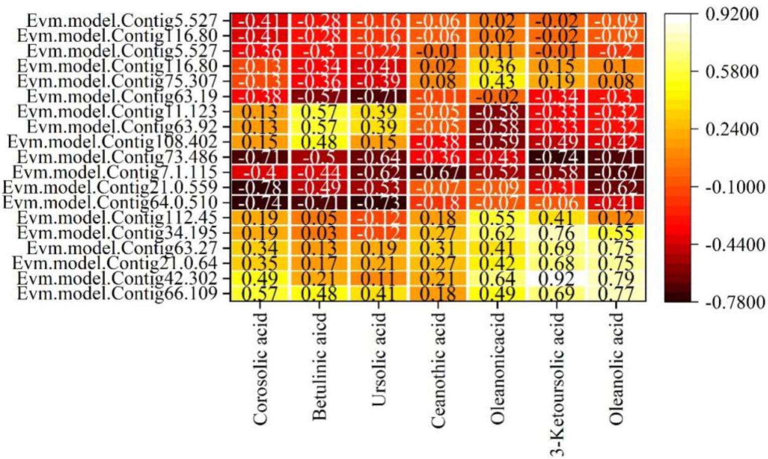 The correlation analysis of the amount of danginseng and triterpenes