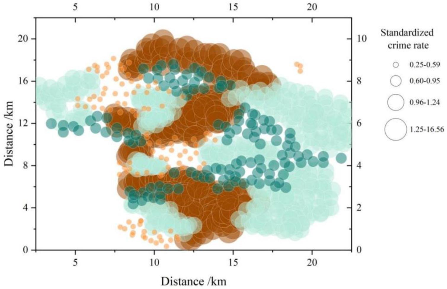 Spatial distribution of standardized crime rate
