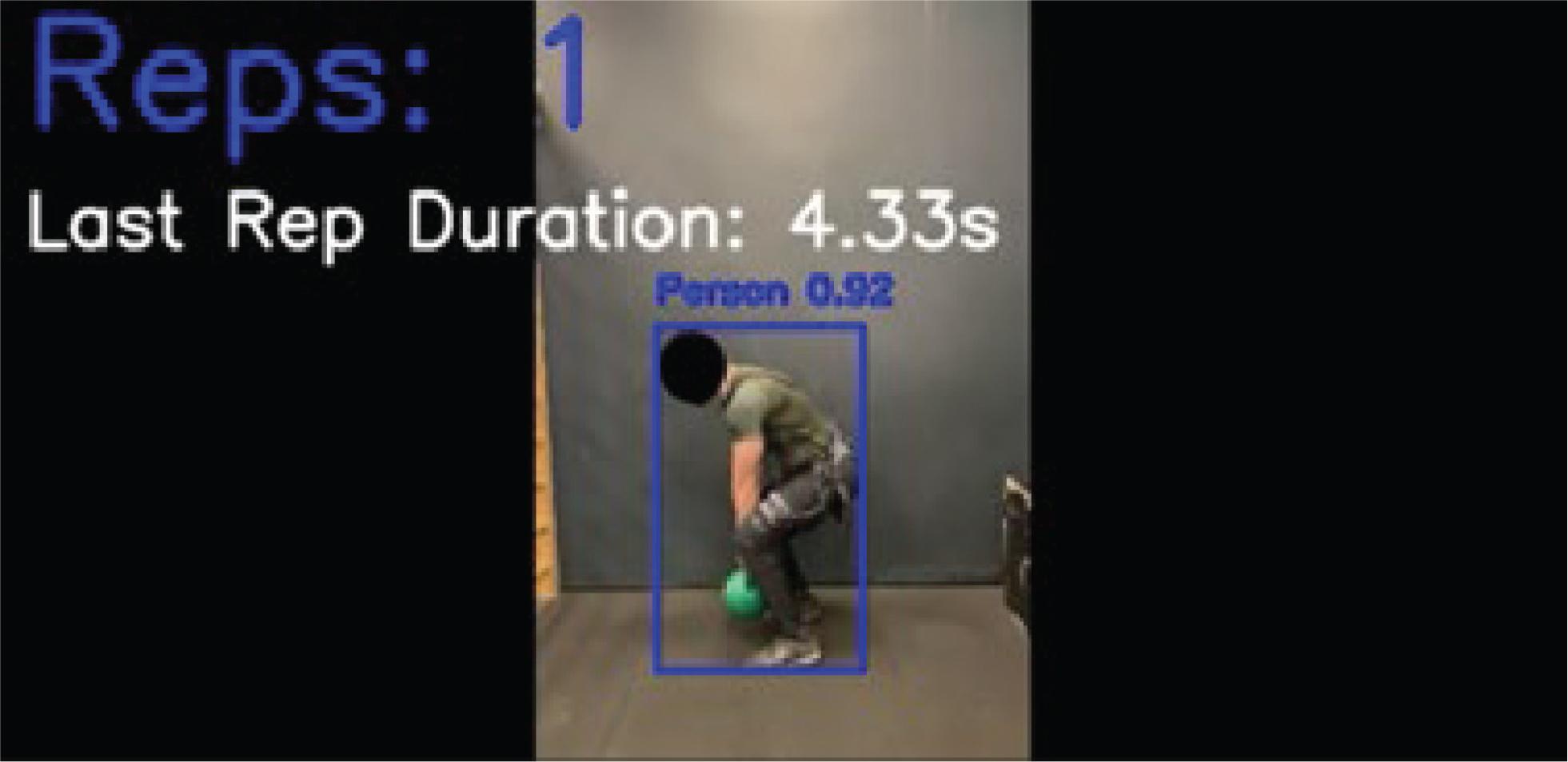 Annotated frame of repetition tracking with YOLOv8.
