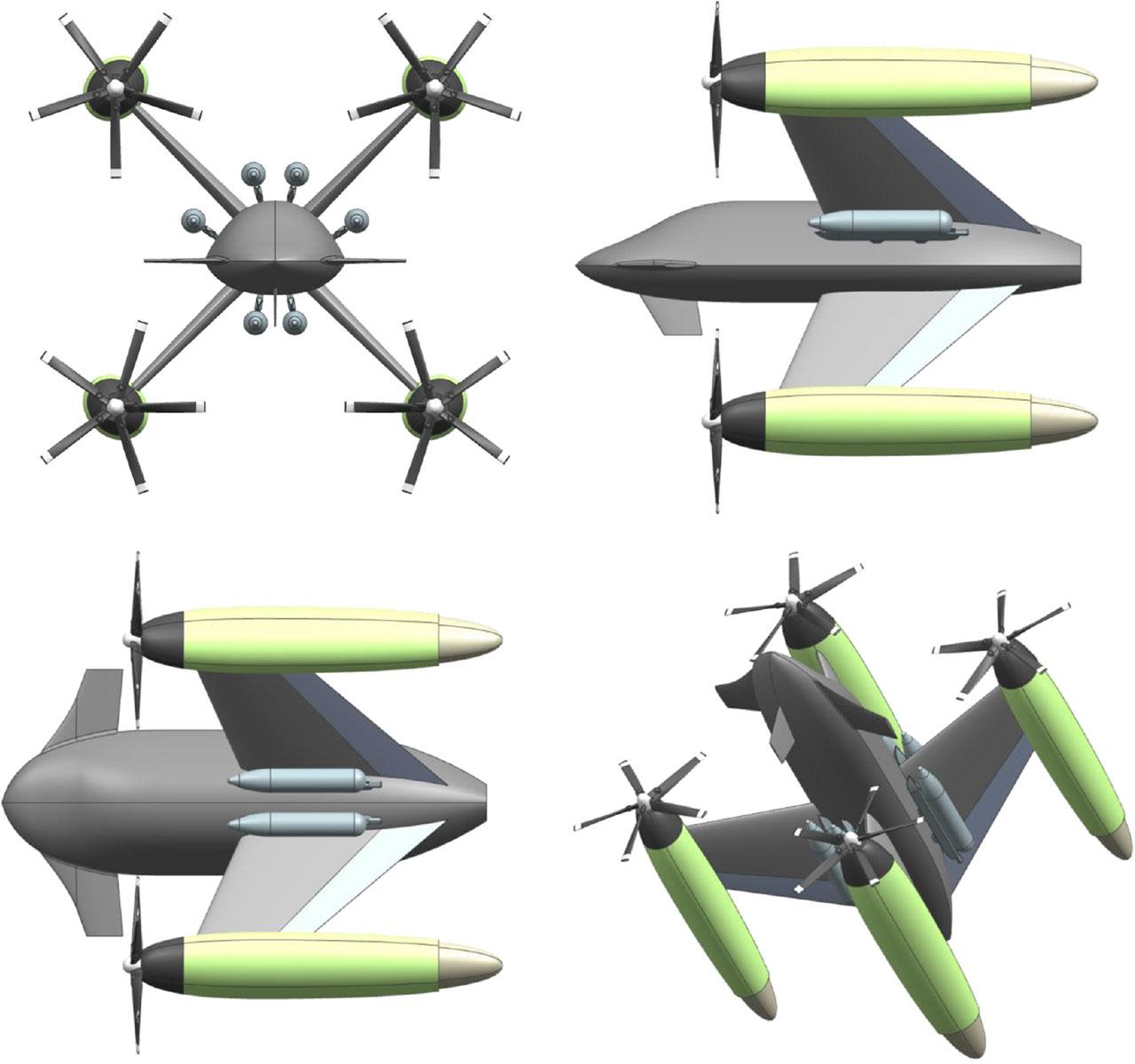 Scheme of the airplane for transport (option 2).
