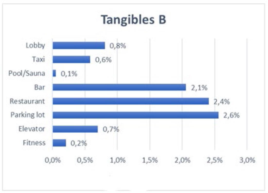 Frequency of complaints related to Tangibles of Service B (sub-categories of Design-Décor)
Source: Created by the author.