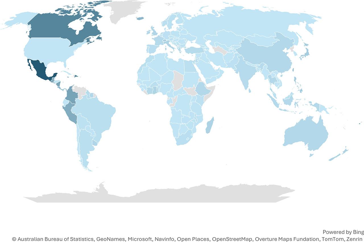 Share of agricultural exports to the US in 2023Source: Glauber et al., 2025.