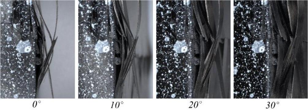 The fracture phenomenon of A-type composite profile - detailed view of the failure form at orientation of the digital microscope head