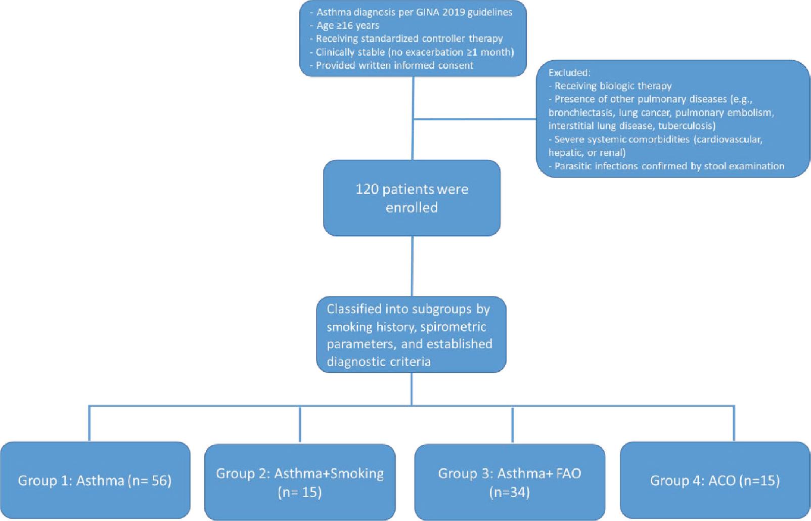 Study design. ACO, asthma–COPD overlap; FAO, fixed airflow obstruction.