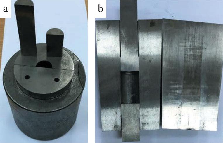 The mold for preparing samples: a – assembled; b – cross-sectionSource: own elaboration.