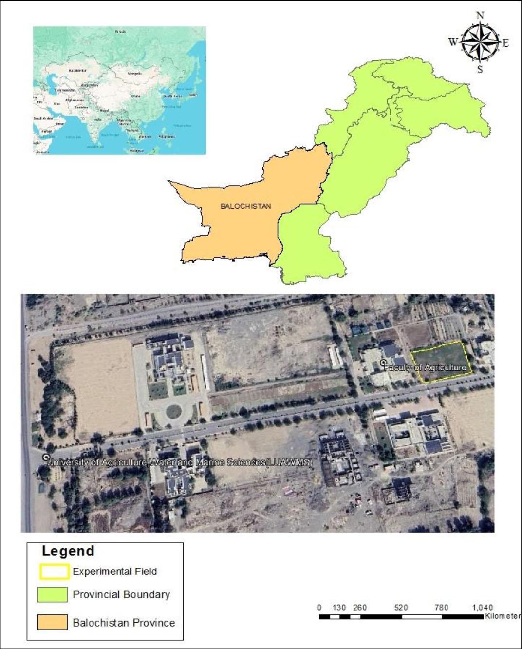 The geographical allocation of the field areas of the Lasbela University of Agriculture, Water, and Marine Sciences
Source: own work.