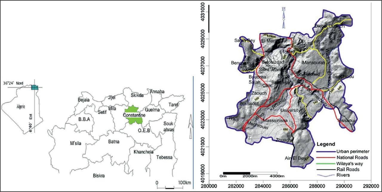 Geographical location of the city of Constantine
Source: own work based on Bourenane and Bouhadad (2021).