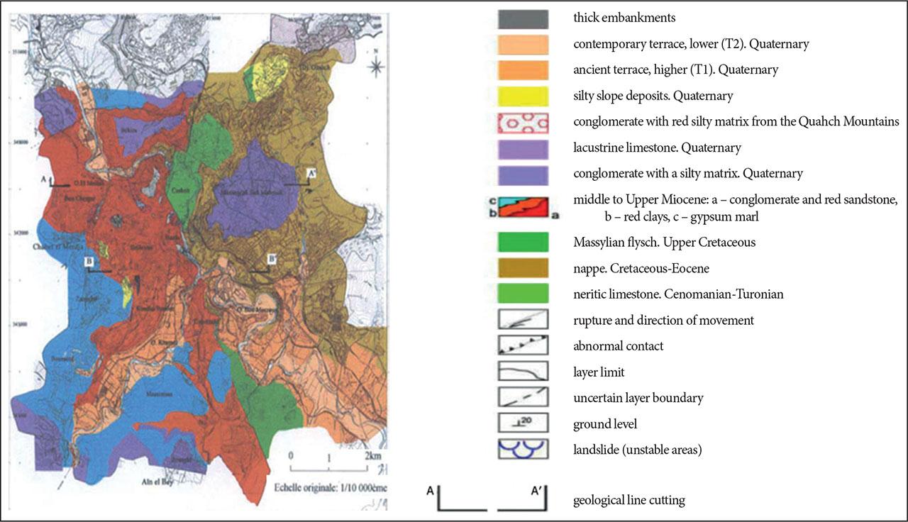 Constantine geomorphology
Source: Geological survey; Bougdal-Belhai; USTHB-FST-GAT-DUC Constantine (2002).