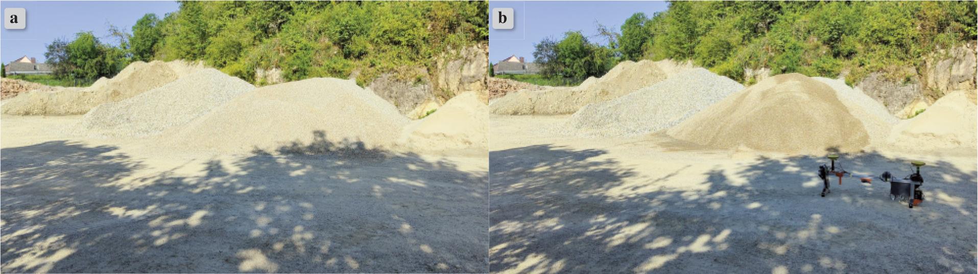 Photos before (a) and after (b) the pile modification. Video from field tests is included in Appendix B