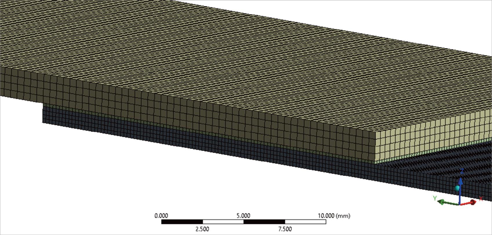 Closeup of the FEM mesh.