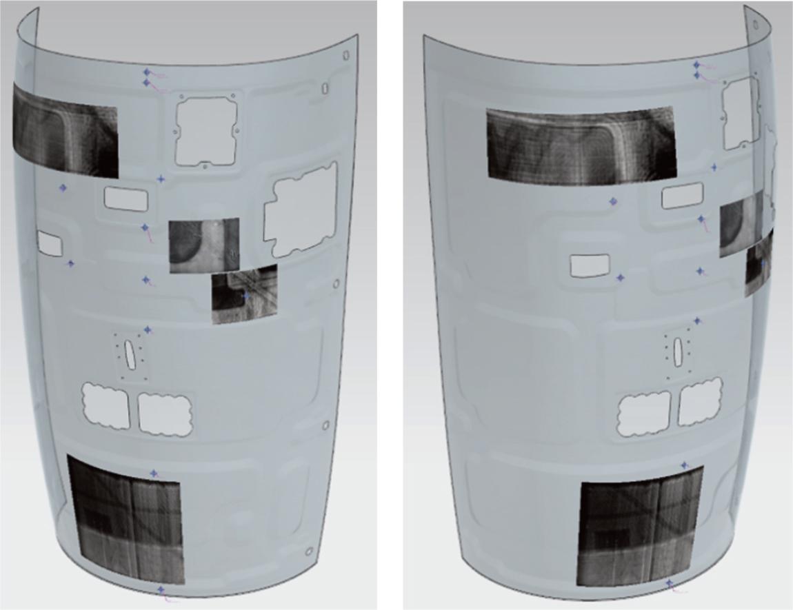 Digital twin with mapped/projected inspection results.