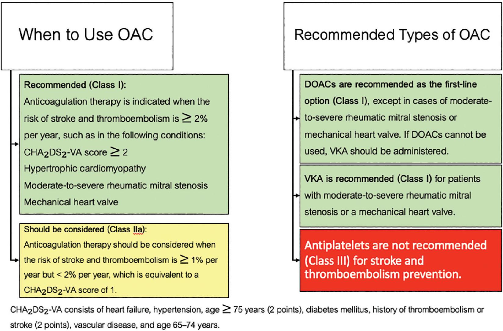Guidelines for selecting OACs. DOAC, direct oral anticoagulant; OAC, oral anticoagulant; VKA, vitamin K antagonist.